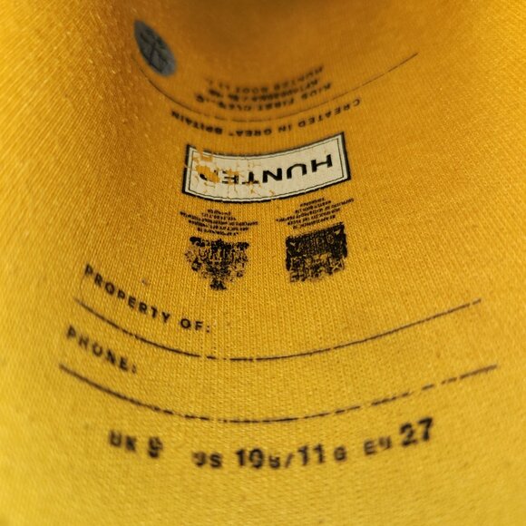 Hunter Original First Classic Youth 10 Boys / 11 Girls Yellow Pull-On Rain Boots - Picture 10 of 10